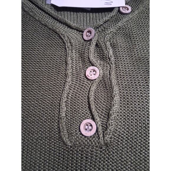 Wonderly Oversized Slouchy Womens size XL Grungecore Preppy Henley Knit Sweater - Picture 8 of 12